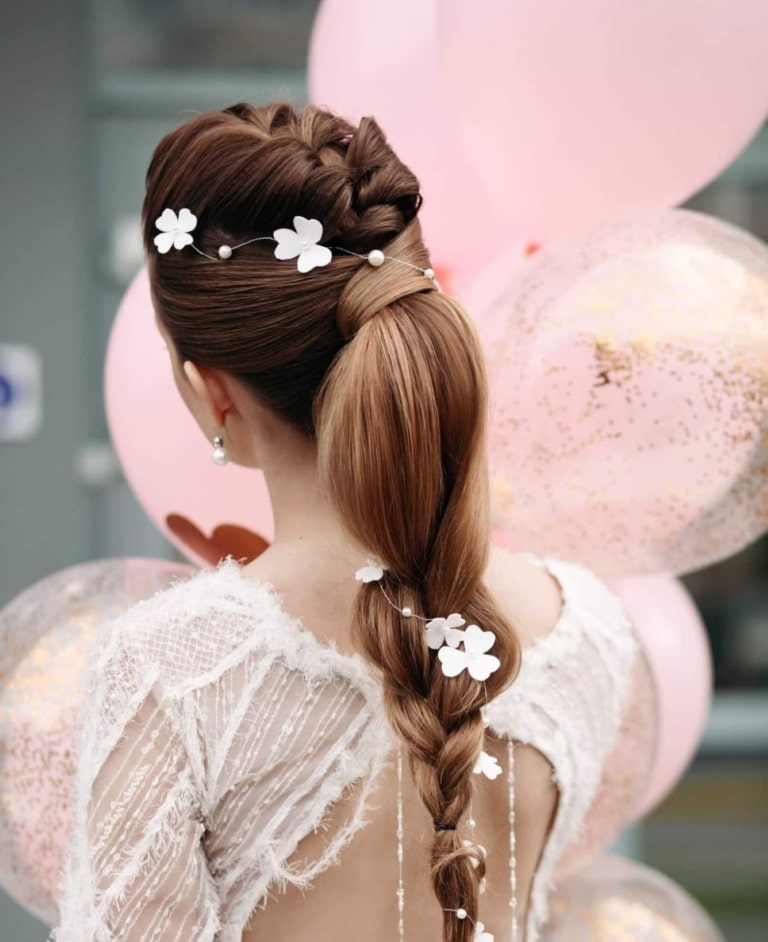 Woman with bridal hairstyle