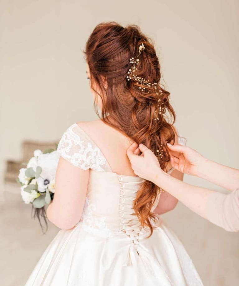 Woman with bridal hairstyle