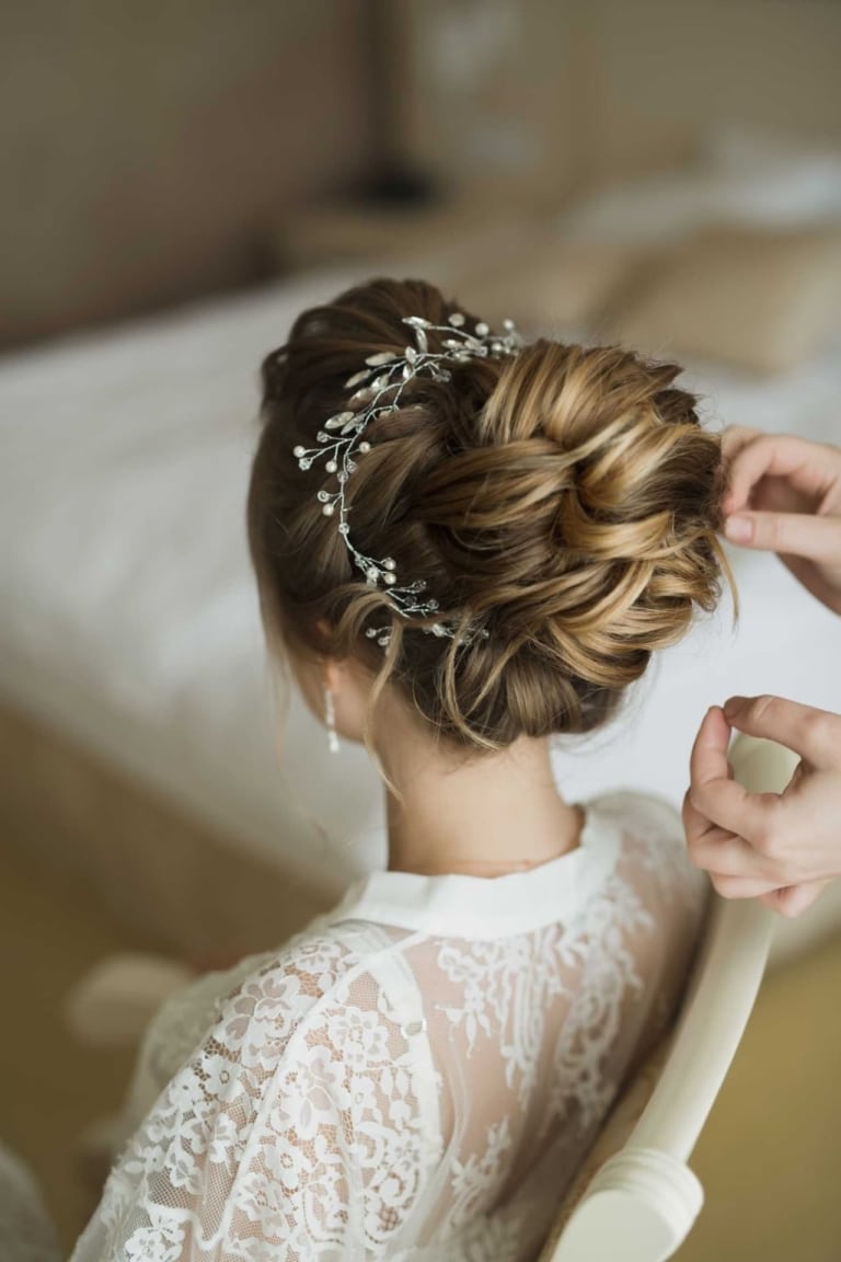 Woman with bridal hairstyle